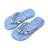 Flip Flops Mooilo mit Schmucksteinen - Jeans inkl. Tasche