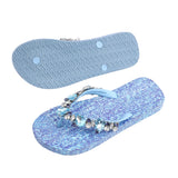 Flip Flops Mooilo mit Schmucksteinen - Jeans inkl. Tasche