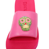Pantoletten Mooilo Totenkopf Pink