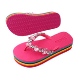 Flip Flop Mooilo mit Schmucksteinen - Pink/Rainbow inkl. Tasche