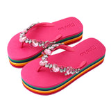 Flip Flop Mooilo mit Schmucksteinen - Pink/Rainbow inkl. Tasche