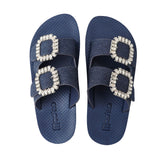 Schlappen Mooilo mit Schmucksteinen - Jeans inkl. Tasche