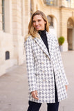 Mittellanger taillierter Blazer mit Hahnentrittmuster