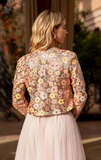 Mehrfarbige Paillettenjacke mit Blumenmuster Rosé