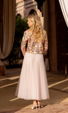 Mehrfarbige Paillettenjacke mit Blumenmuster Rosé