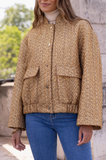 Glänzende oversized Bomberjacke im Tweed-Stil