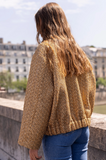 Glänzende oversized Bomberjacke im Tweed-Stil